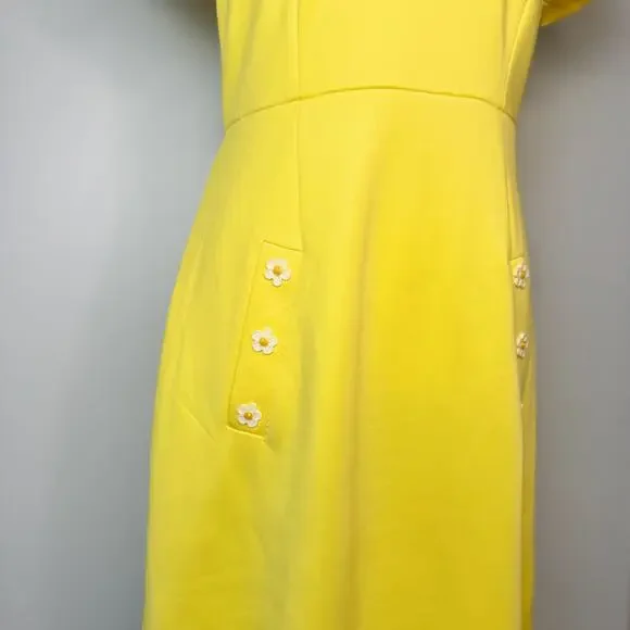 Betsey Johnson A-Line Mini Dress Yellow Women’s 4 Daisy 60s Retro Dopamine - Picture 6 of 16